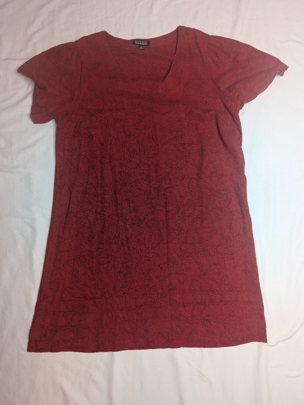 Original Nicole Miller Red Linen Blend Short Sleeve Dress - Size XL